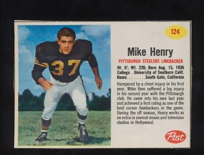 1962 Post Cereal Football   Mike Henry  # 124  Tarzan   Set Break • $19.99