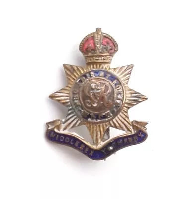 UNIQUE Vintage MIDDLESEX YEOMANRY Sweetheart Brooch KING'S CROWN Metal/Enamel • £15