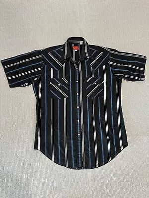 Vintage Ely Plains Western Shirt Short Sleeve Striped Pearl Snap Collar • $19.95