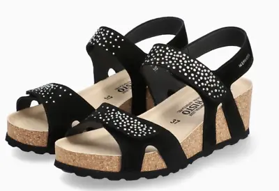 Mephisto Vik Spark Black Wedge Comfort Sandal Women's Sizes 35-42 NEW!!! • $129.95