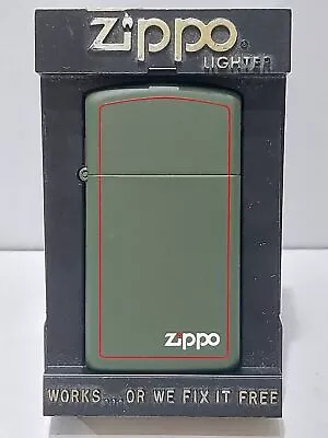 Zippo Slim Version Matte Green Red Border And Zippo Front Logo Brandnew Unfired • $92.82