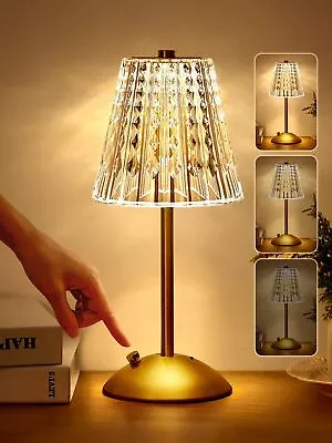 One Fire Table Lamps Dimmable Crystal Table Lamp 3 Colors LED Gold LampTouc... • $51.90