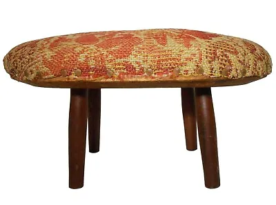 19th C Antique American Primitive Sm Red Pntd Wooden Leg Stool W/orig Wool Cover • $267.50