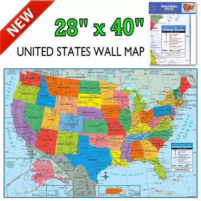 Wall Map Of The United States USA Road Travel Maps City Name US Poster 28 X40  • $12.18