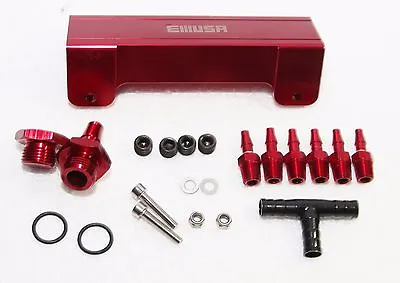 EMUSA RED 1/8  NPT 6 Port Vacuum Manifold Kit Fit Turbo Boost Intake Manifold • $21