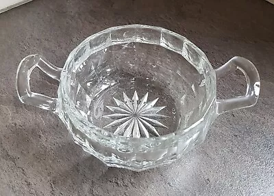 Vintage Art Deco Pressed Glass Bowl With Handles Davidson 'Jacobean' Glass  • £9.50