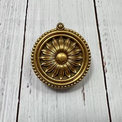 Antique PE GUERIN Peephole Cover Gold Plated Brass Sunflower Hardware Ornate • $199.99