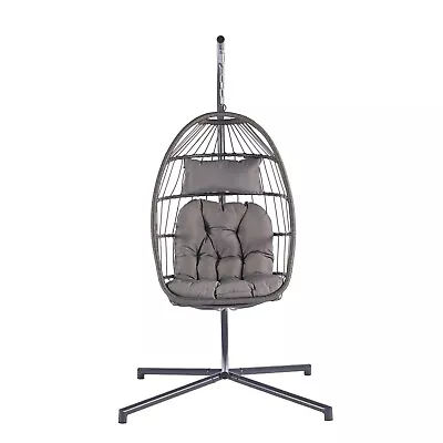 Egg Swing Chair W/Stand Indoor Outdoor Hanging Basket Chair Hammock Chair 350lbs • $199.43