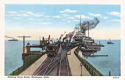 Mackinaw Michigan Railway Ferry Docks Trains Steamers Ships UNP • $3.99