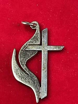 James Avery 14K/925 Sterling Silver United Methodist Cross And Flame Pendant • $140