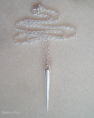 Long Spike Pendant Silver Plated 18  Chain Necklace In Gift Bag • £4.20