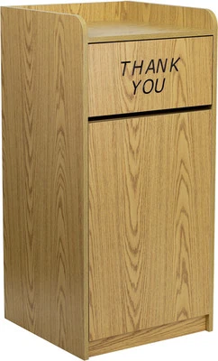 $584.95 • Buy 2 PACK Restaurant Trash Can Receptacles In Oak Finish - Wood Tray Top Receptacle