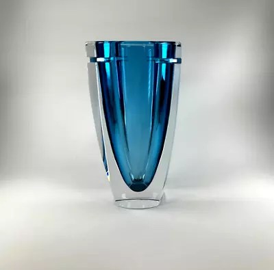 Waterford Crystal Aqua Blue Turquoise Metra Square Vase -  10  Tall Sommerso IRE • $449.99