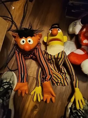 Bert And Ernie Sesame Street Vintage Rare Old Hand Puppets 1970s • $29.99