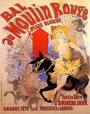 Poster Bal Au Moulin Rouge Paris Show Girls On Horses Vintage Repro Free S/h • $19.95