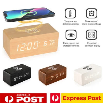 $28.49 • Buy Electric Digital Alarm Clock LED Wooden Clock Modern Bedside Clock Room Decor