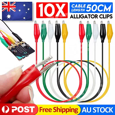 10PCS Electrical Alligator Clips Test Lead Jumper Wire Crocodile Cable Wire 50cm • $5.45