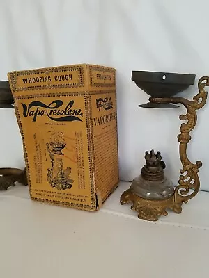 2 1880s Miniature VAPO-CRESOLENE Vaporizer MEDICINAL KEROSENE LAMPS 1 HAS BOX • $120