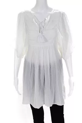 J Crew Womens Shimmer Stripe Tassel Tunic Blouse White Size Extra Small • $2.99