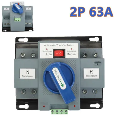 £30.99 • Buy 2P 63A Transfer Switch Dual Power Automatic Generator Changeover Switch CB Level