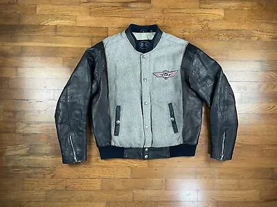 Vintage Kawasaki Motorcycles Vulcan Classic Leather Jacket Black Gray Sz L Rare • $219.99