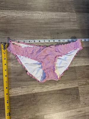Victoria’s Secret Ruched Ruffle Cheeky Bikini Swim Bottom Pink Shimmer  Glitter • $5
