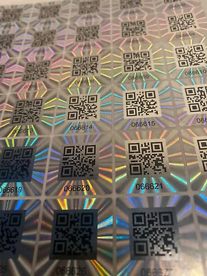 $7.99 • Buy 100 Serial Number Qr Code Security Hologram Labels Sticker Seals-1 Inch Square