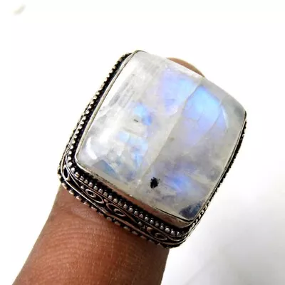 Moonstone 925 Sterling Silver Plated Handmade Jewelry US Ring Size 7.5'' • $12.99