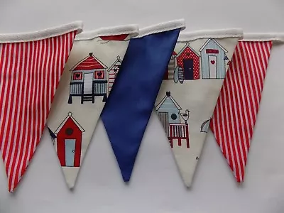 Beach Huts Seaside Bunting Children’s Party Garden Fabric Backed 1-3 M Handmade • £11.95