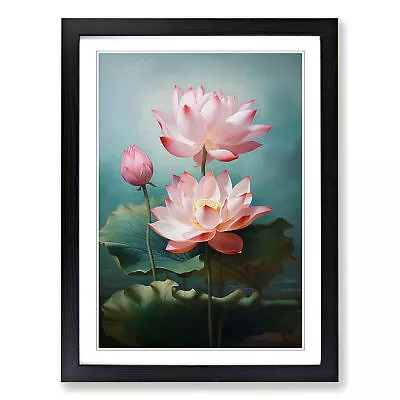 Lotus Flower Classicism Wall Art Print Framed Canvas Picture Poster Decor • £32.95