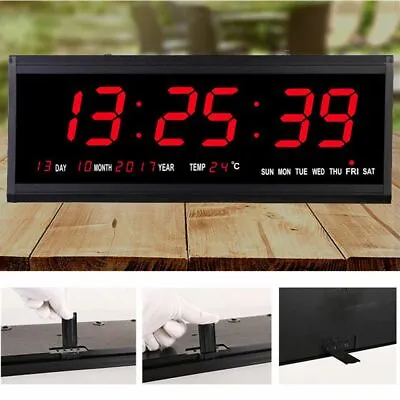 £24.99 • Buy Large Jumbo Digital LED Wall Clock Desk Alarm Calendar Temperature Humidity Date