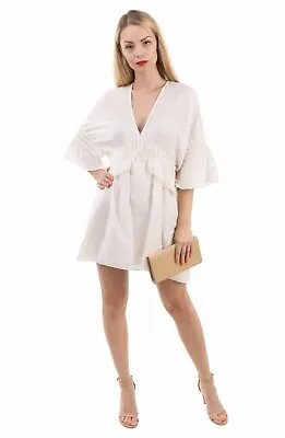 BNWT IRO Off White Beige Mini Dress Kaftan 38 M Medium UK 10 • $43.56