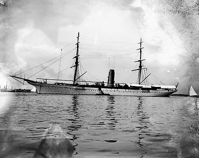 ANTIQUE GLASS PLATE NEGATIVE - W K Vanderbilt Steam Yacht VALIANT - Aug 1899 • $120