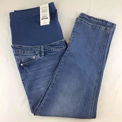 Lovall Size UK 18 Maternity Jeans Mid Blue Stretch Straight Legged Ladies Womens • £23.95