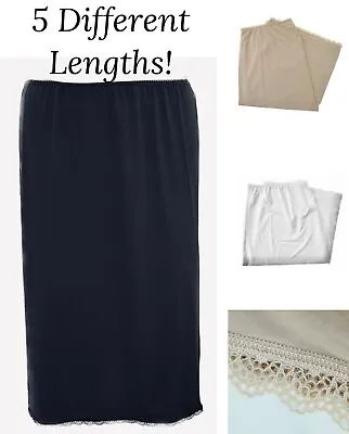 Ex FaMouS Store Waist Slip Cooling Comfort Black White Nude Underskirt Knee Midi • £7.95