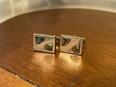 Sterling Silver Abalone Inlay Taxco Mexico Cufflinks VINTAGE ANTIQUE • $16