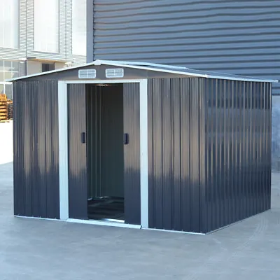 8 X 6ft Garden Storage Shed With Double Sliding Door Outdoor Tool W/ Steel Base • £289.95