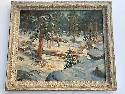 Carolus Verhaeren Antique Painting American Landscape Large Mountain Snow Oil • $3500