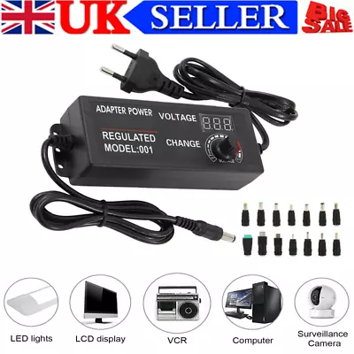 3-24V 72W AC/DC Electrical Power Supply Adapter Charger Variable Voltage 14x Tip • £17.45