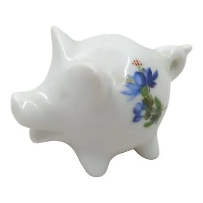 Miniature Porcelain Pig Figurine Transferware Flowers 1.75  • $8.49