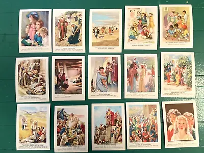 Lot Of 15 Vtg BEREAN BIBLE LESSON Picture CARDS 1941-1942 WWII Sunday School • $10.99