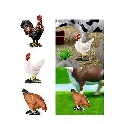 Chicken Figurine Toy Preschool Toy Figure Cognitive Toy Farm Animal Figurines • £5.04