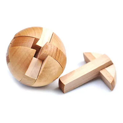6CM Wooden Puzzle Magic Ball Intelligence Game Brain Teasers Toy Adults Kids Toy • £6.70