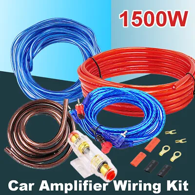 1500W Car Audio Cable Kit Amp Amplifier Subwoofer RCA Power Wiring AGU FUSE 8 Ga • £6.37