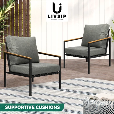 $249.90 • Buy Livsip Outdoor Lounge Dining Chairs Patio Furniture Lounge Setting Set Of 2