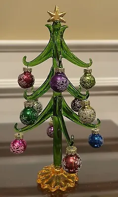 Pier 1 Imports - Mini 9 Inch Blown Glass Christmas Tree With 12 Ornaments • $36