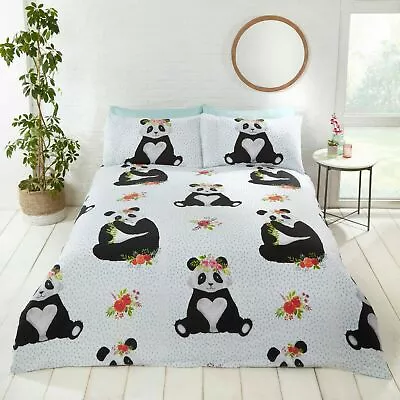 Panda Duvet Cover Set Animal Printed Quilt Cover Bedding With Pillow Case  • £14.99