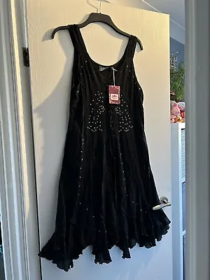 Bnwt Pretty Joe Browns Black Sequin Lace Hem Tie Back Dress Size Xxl • £18