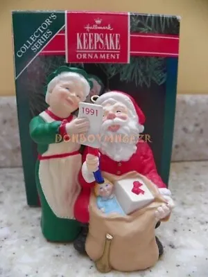Hallmark 1991 Checking His List Mr. And Mrs. Santa Claus Christmas Ornament • $8.99