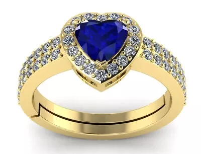 5.50 Carat Natural Blue Sapphire Heart Shape Gold Plated Ring For Men And Women • $45